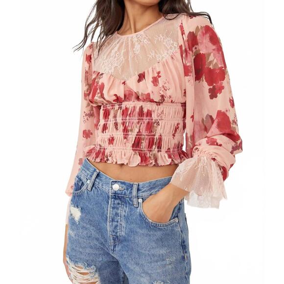 FREE PEOPLE Tops - NEW FREE PEOPLE daphne blouse in romantic combo